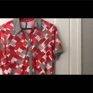 Women’s size large, gray and red golf polo